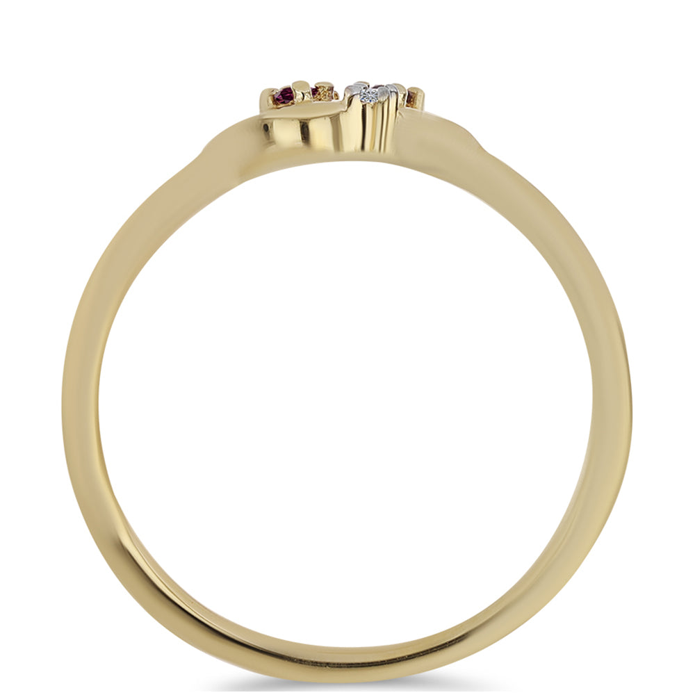 Pozlacený Stříbrný Prsten s Purpurovým Diamantem a Bílým Diamantem 3 