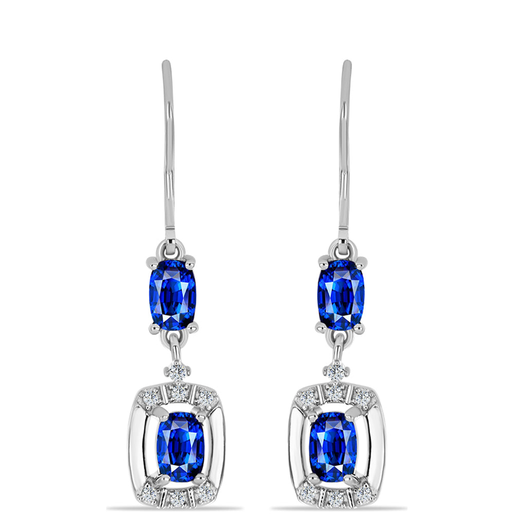Stříbrné Náušnice s Australským Modrým Safírem a Bílým Topazem 1 