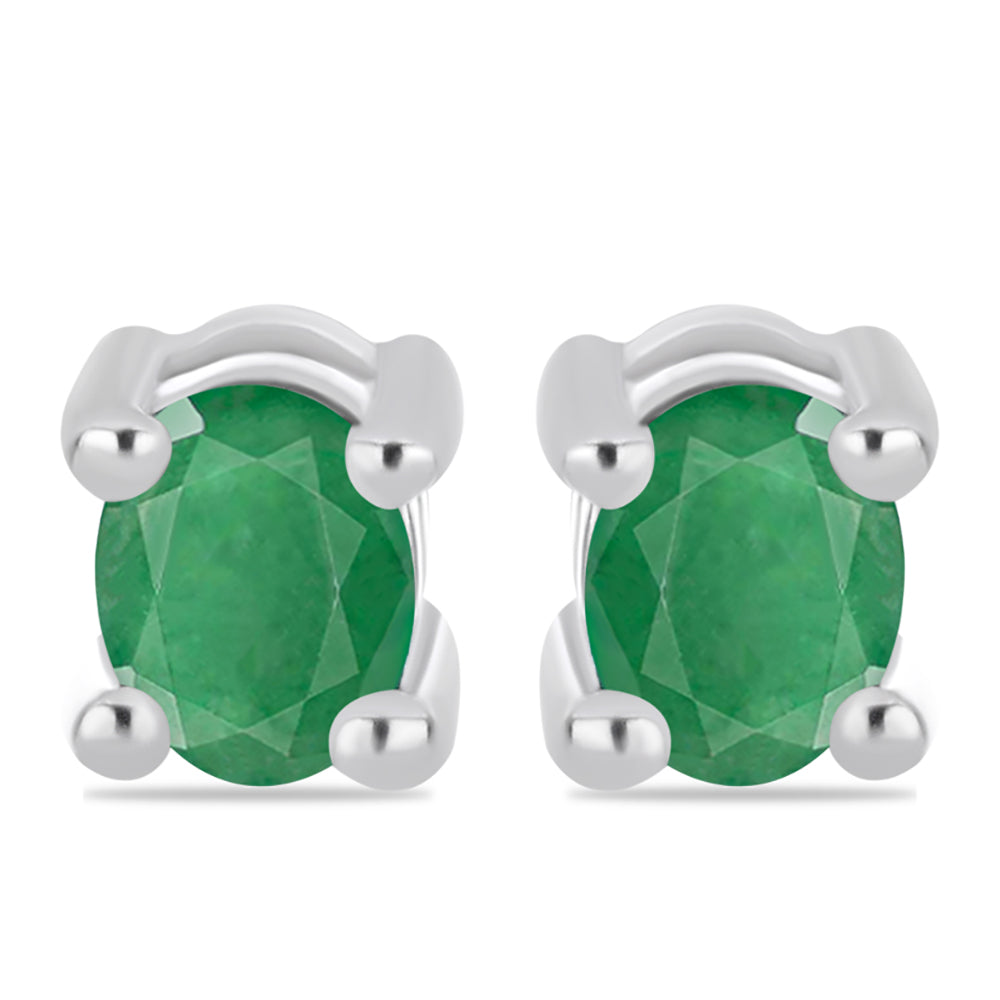 Stříbro 925/1000 - Sada s Madagaskarským Rubínem a Brazilským Smaragdem - Karátové číslo: 1.44. přibližná hmotnost: 3.15 gramů ( Náušnice )