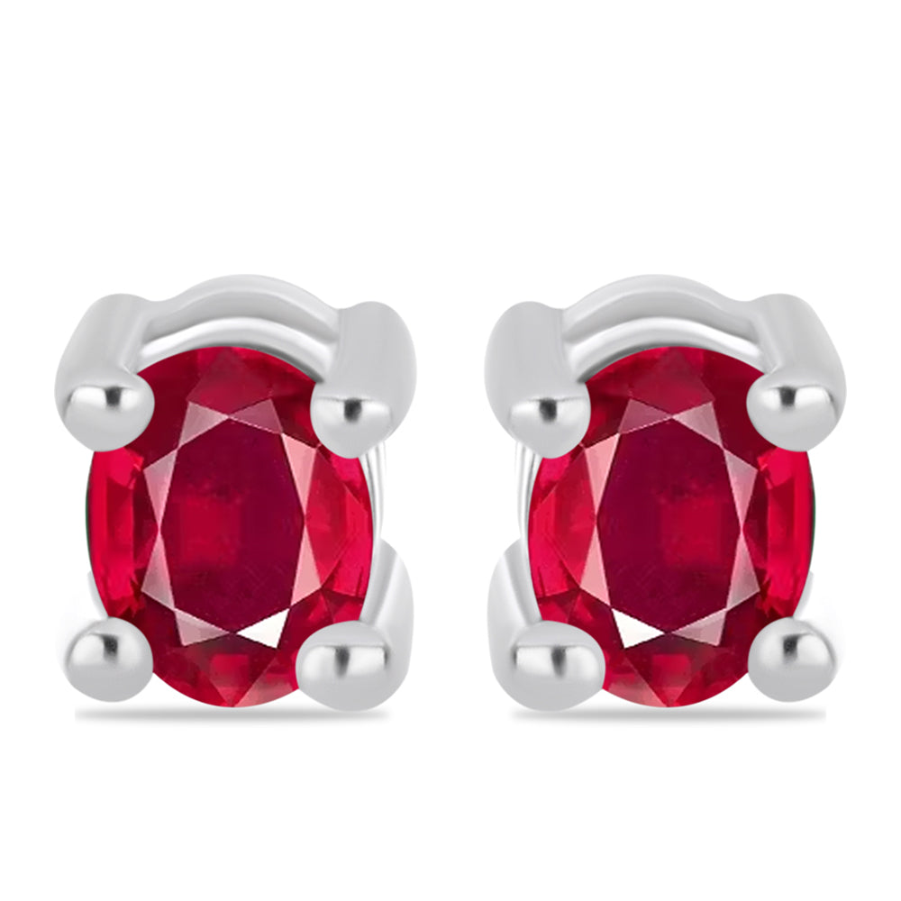 Stříbro 925/1000 - Sada s Madagaskarským Rubínem a Brazilským Smaragdem - Karátové číslo: 1.44. přibližná hmotnost: 3.15 gramů ( Náušnice ) 6 