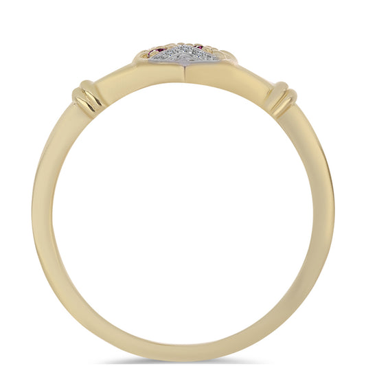 Pozlacené Stříbro 925/1000 - Prsten s Purpurovým Diamantem a Bílým Diamantem - Karátové číslo: 0.12. přibližná hmotnost: 2.75 gramů