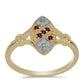 Pozlacené Stříbro 925/1000 - Prsten s Purpurovým Diamantem a Bílým Diamantem - Karátové číslo: 0.12. přibližná hmotnost: 2.75 gramů
