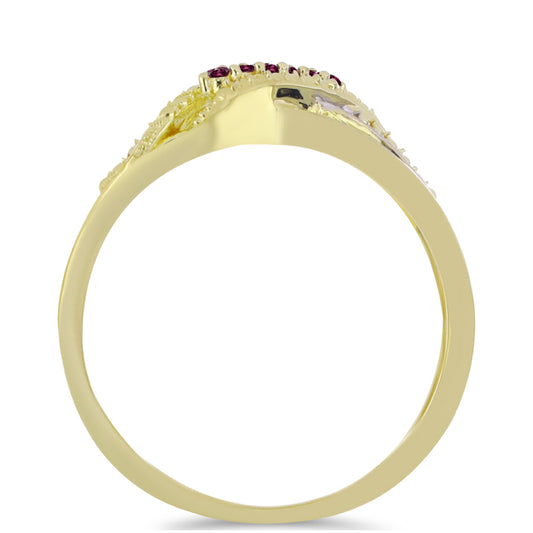 Pozlacený 925 / 1000 Sterlingové Stříbro Prsten s Purpurovým Diamantem a Bílým Diamantem