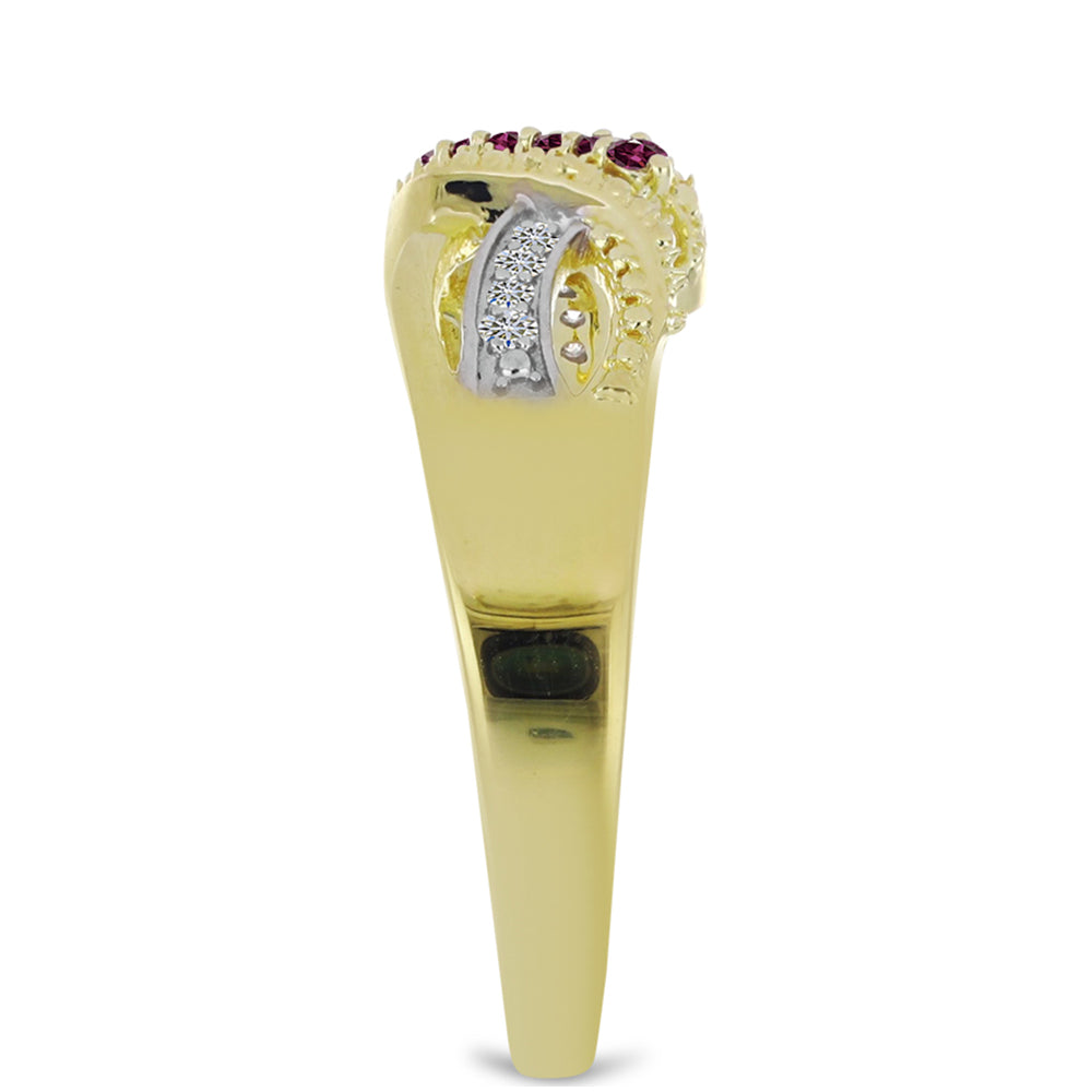 Pozlacený 925 / 1000 Sterlingové Stříbro Prsten s Purpurovým Diamantem a Bílým Diamantem 4 