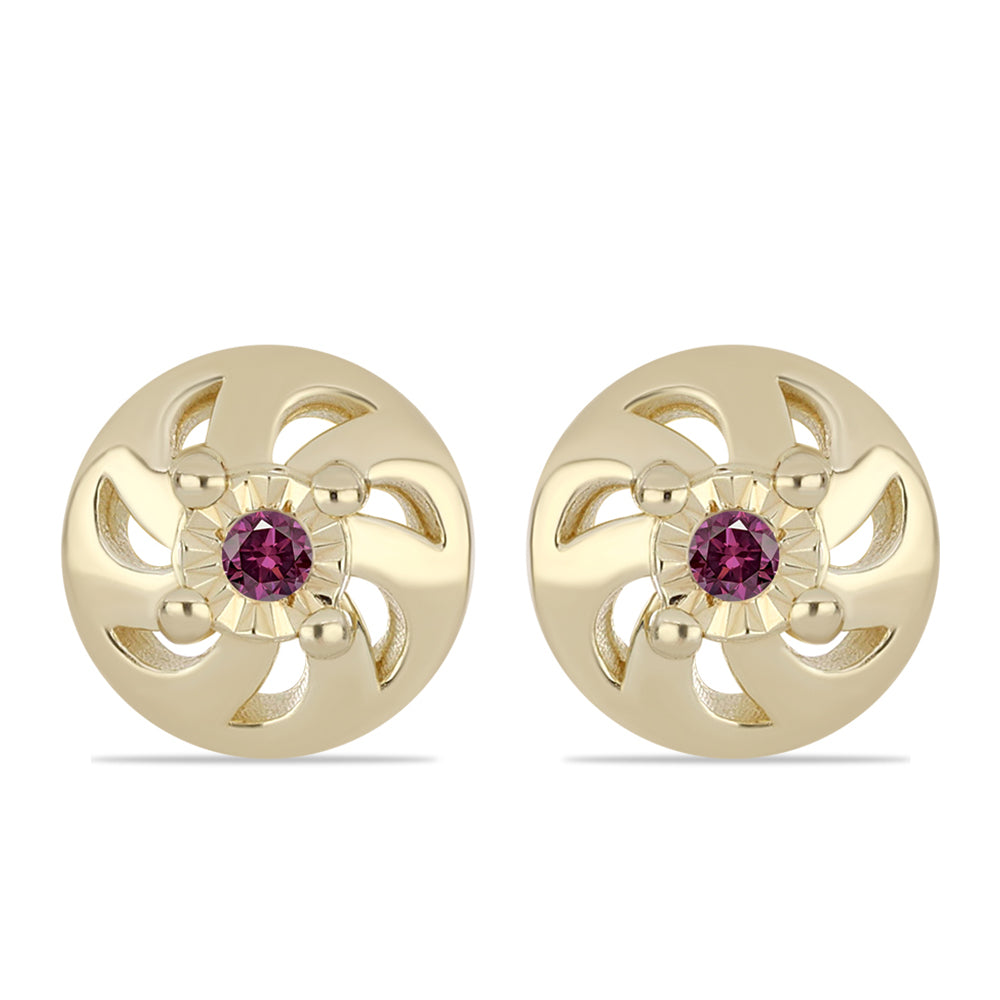 Pozlacené Stříbro 925/1000 - Sada s Purpurovým Diamantem - Karátové číslo: 0.06. přibližná hmotnost: 3.39 gramů ( Náušnice+Prsten+Přívěsek )