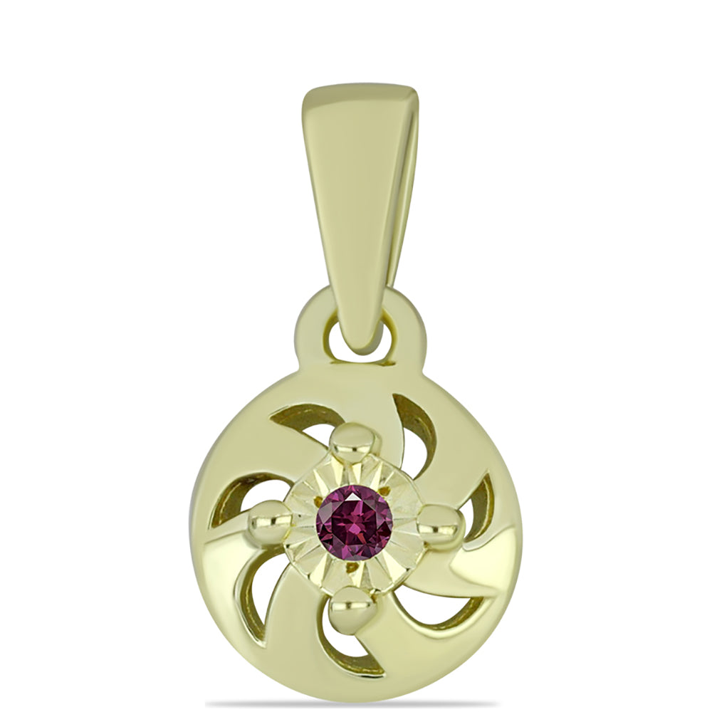 Pozlacené Stříbro 925/1000 - Sada s Purpurovým Diamantem - Karátové číslo: 0.06. přibližná hmotnost: 3.39 gramů ( Náušnice+Prsten+Přívěsek ) 3 