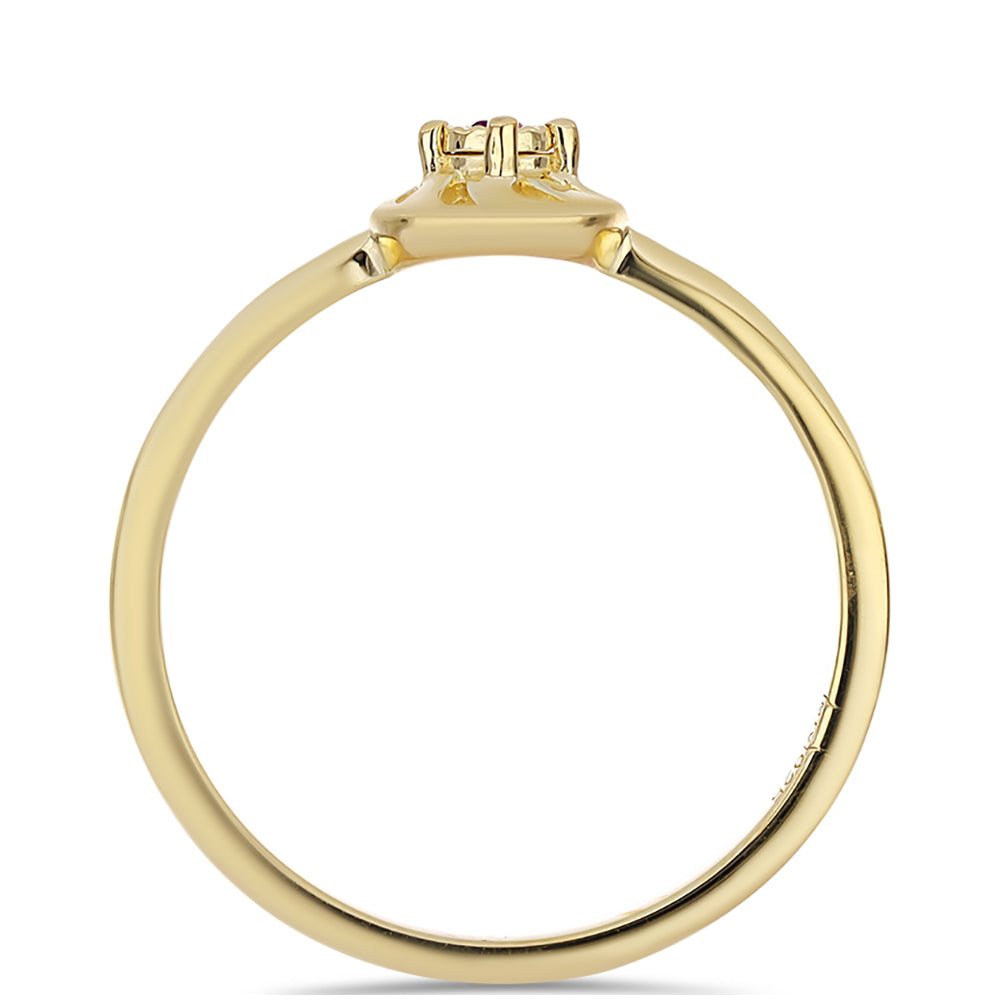 Pozlacené Stříbro 925/1000 - Sada s Purpurovým Diamantem - Karátové číslo: 0.06. přibližná hmotnost: 3.39 gramů ( Náušnice+Prsten+Přívěsek ) 7 