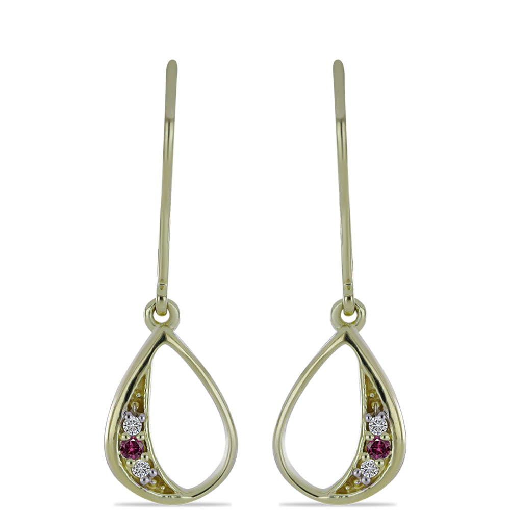 Pozlacené Stříbrné Náušnice s Purpurovým Diamantem a Bílým Diamantem 1 