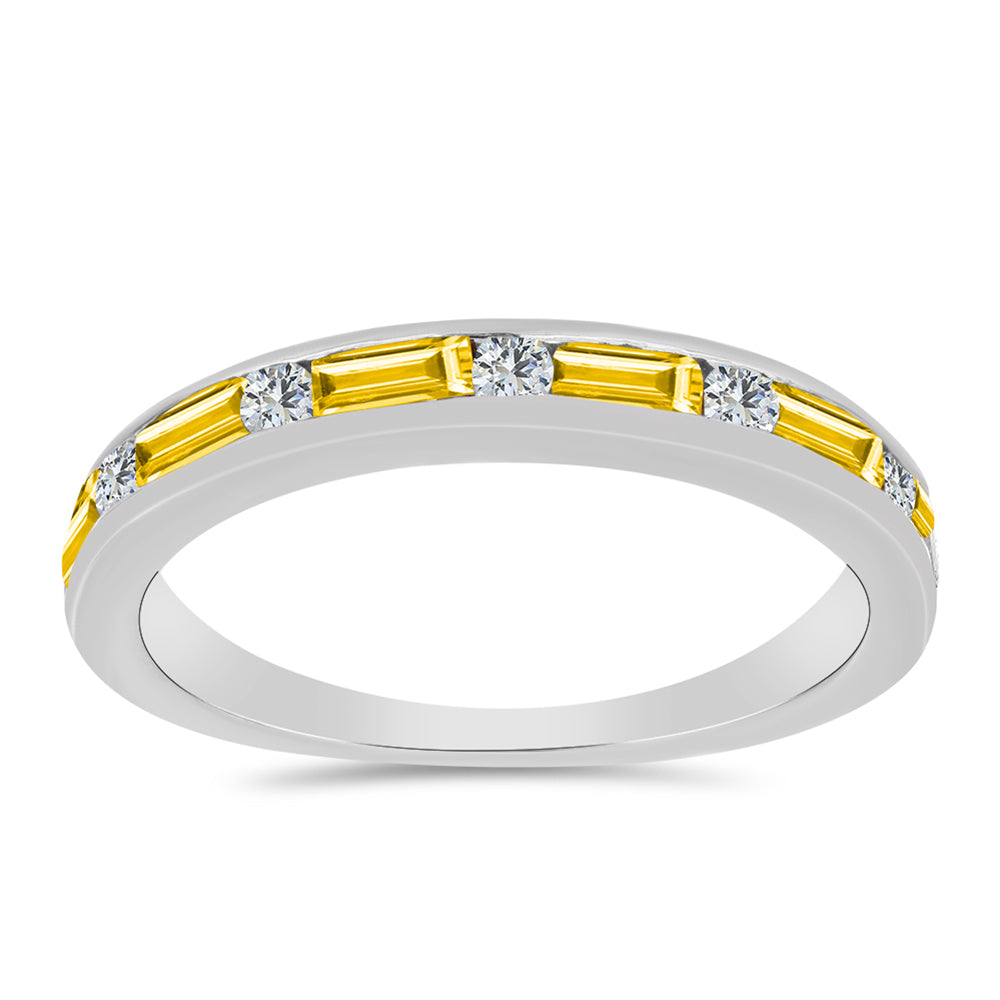 Stříbro 925/1000 - Prsten s Uralským Citrínem a Bílým Topazem - Karátové číslo: 0.91. přibližná hmotnost: 2.47 gramů 1 