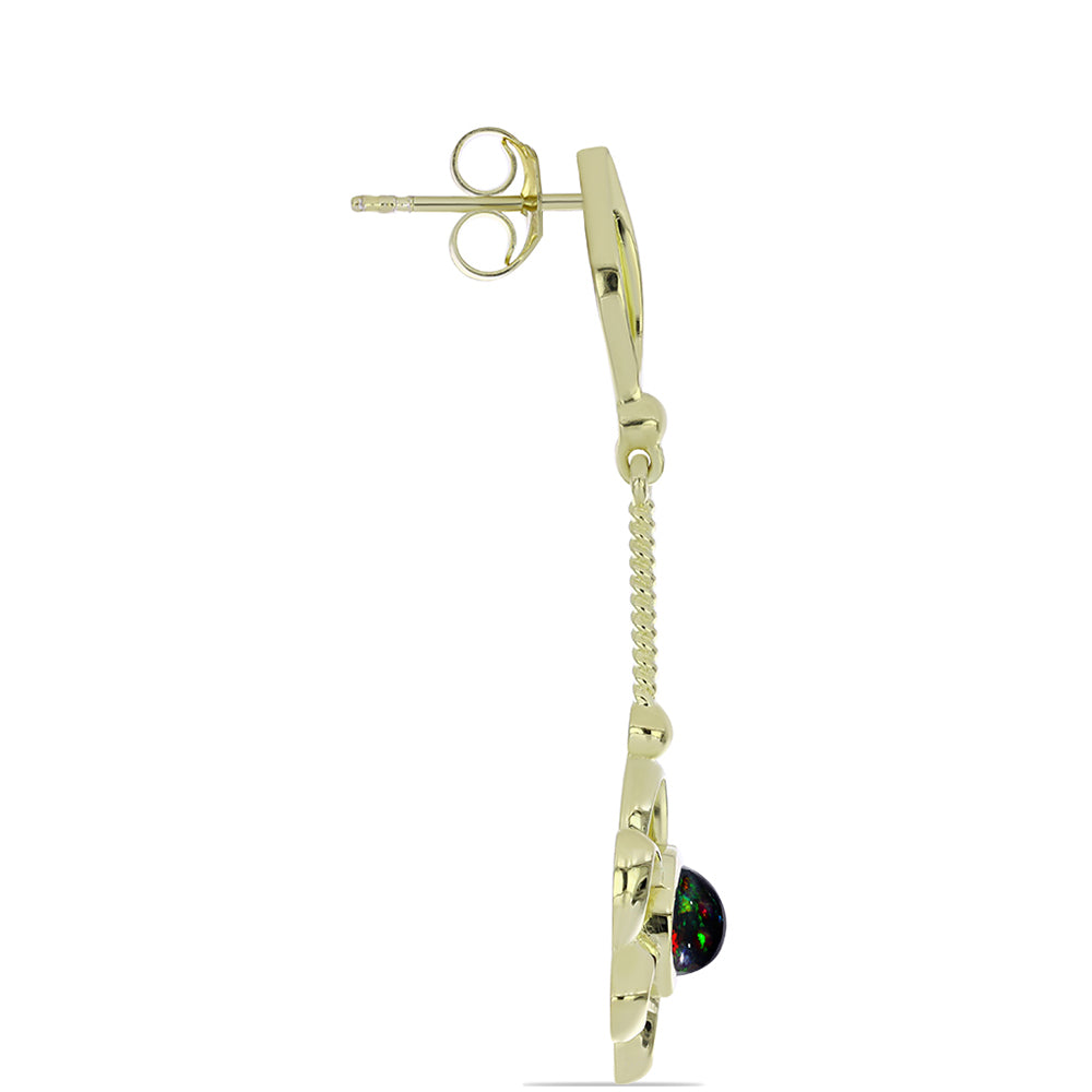 Pozlacené Stříbrné Náušnice s Půlnočně Černým Etiopským Opálem z Lega Dembi 2 