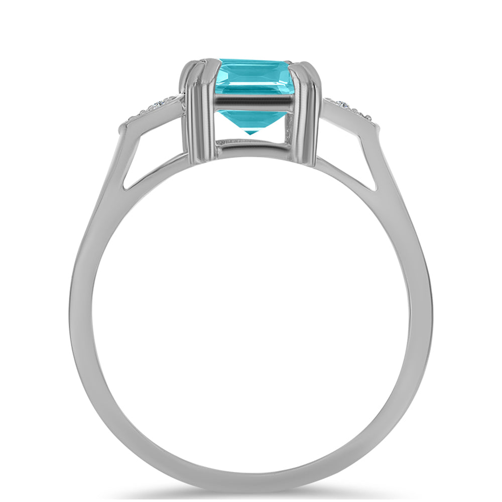 Stříbro 925/1000 Prsten s Paraiba Křemenem a Bílým Topazem - Karátové číslo: 2.05. přibližná hmotnost: 3.04 gramů 2 