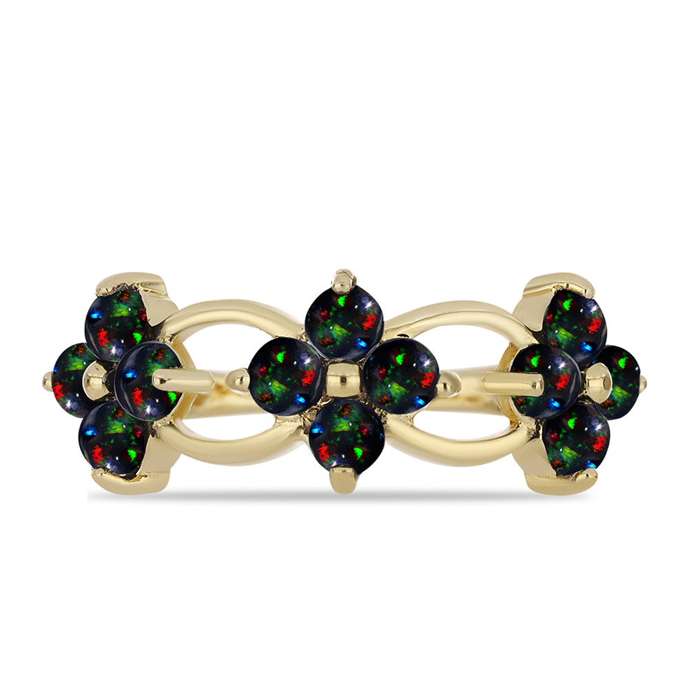 Pozlacený Stříbrný Prsten s Půlnočně Černým Etiopským Opálem z Lega Dembi