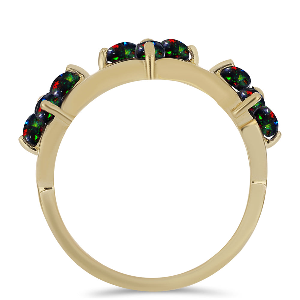 Pozlacený Stříbrný Prsten s Půlnočně Černým Etiopským Opálem z Lega Dembi 2 