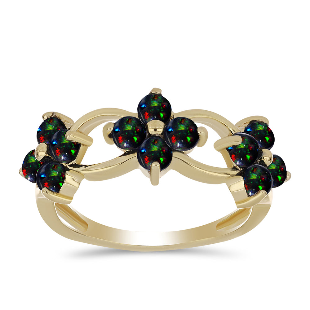 Pozlacený Stříbrný Prsten s Půlnočně Černým Etiopským Opálem z Lega Dembi 3 