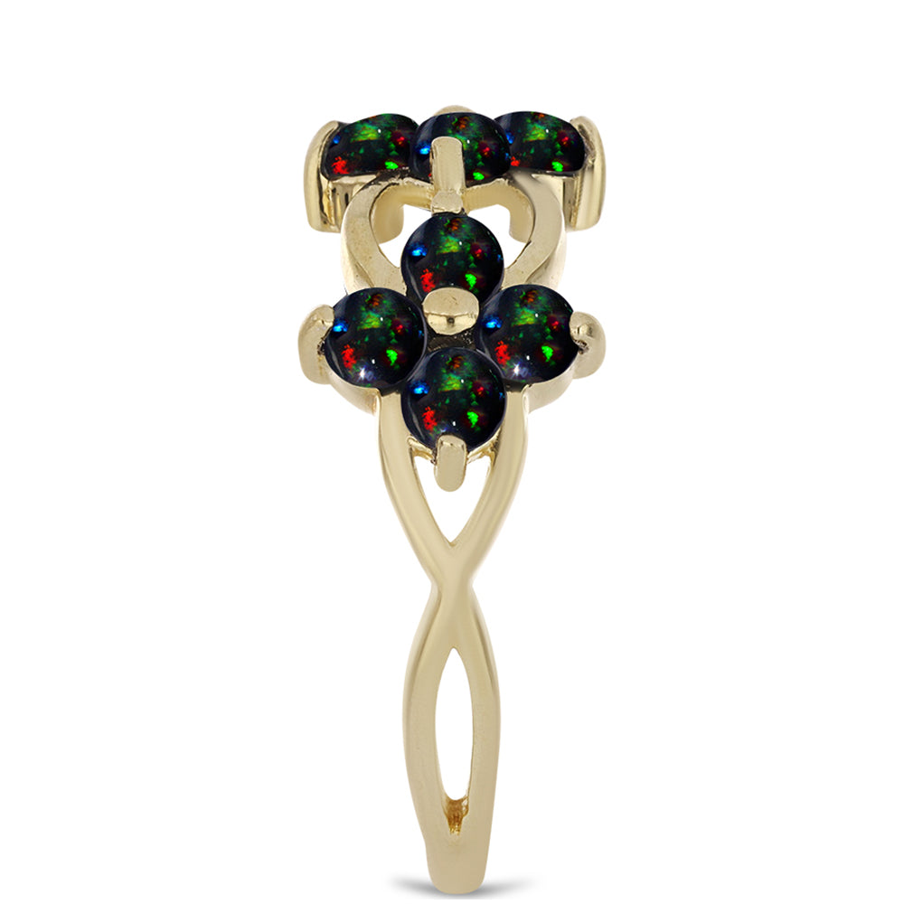 Pozlacený Stříbrný Prsten s Půlnočně Černým Etiopským Opálem z Lega Dembi 4 