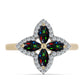 Pozlacené stříbro 925/1000 Prsten s Půlnočně Černým Etiopským Opálem z Lega Dembi a Bílým Topazem - Karátové číslo: 0.85. přibližná hmotnost: 3.07 gramů