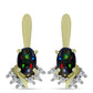 Pozlacené Stříbrné Náušnice s Půlnočně Černým Etiopským Opálem z Lega Dembi a Bílým Topazem