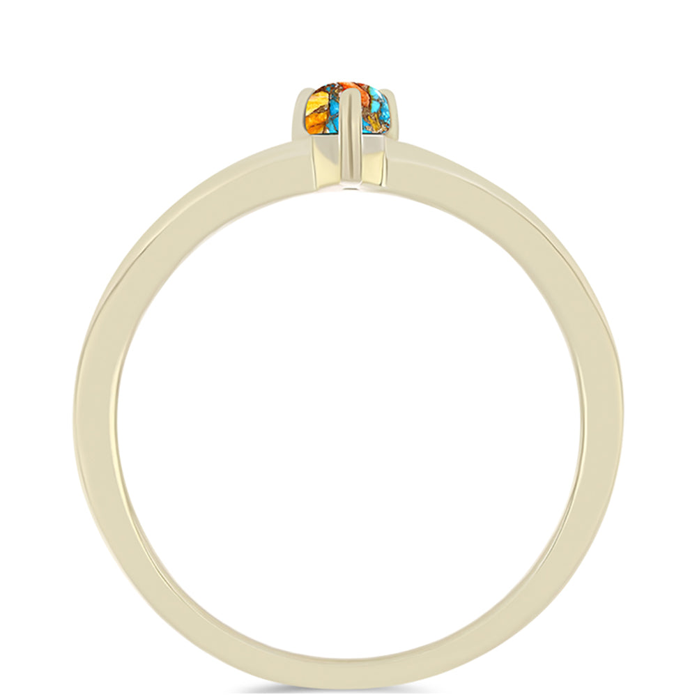 Pozlacené Stříbro 925/1000 - Prsten s Ústřicovým Tyrkysem - Karátové číslo: 0.27. přibližná hmotnost: 1.54 gramů 2 