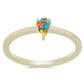 Pozlacené Stříbro 925/1000 - Prsten s Ústřicovým Tyrkysem - Karátové číslo: 0.27. přibližná hmotnost: 1.54 gramů