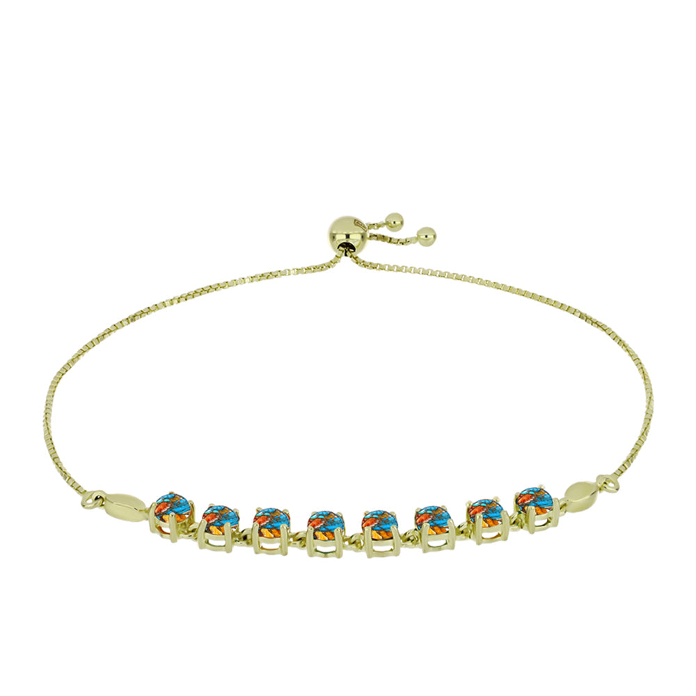 Pozlacené Stříbro 925/1000 - Náramek s Ústřicovým Tyrkysem - Karátové číslo: 2.58. přibližná hmotnost: 5 gramů 1 