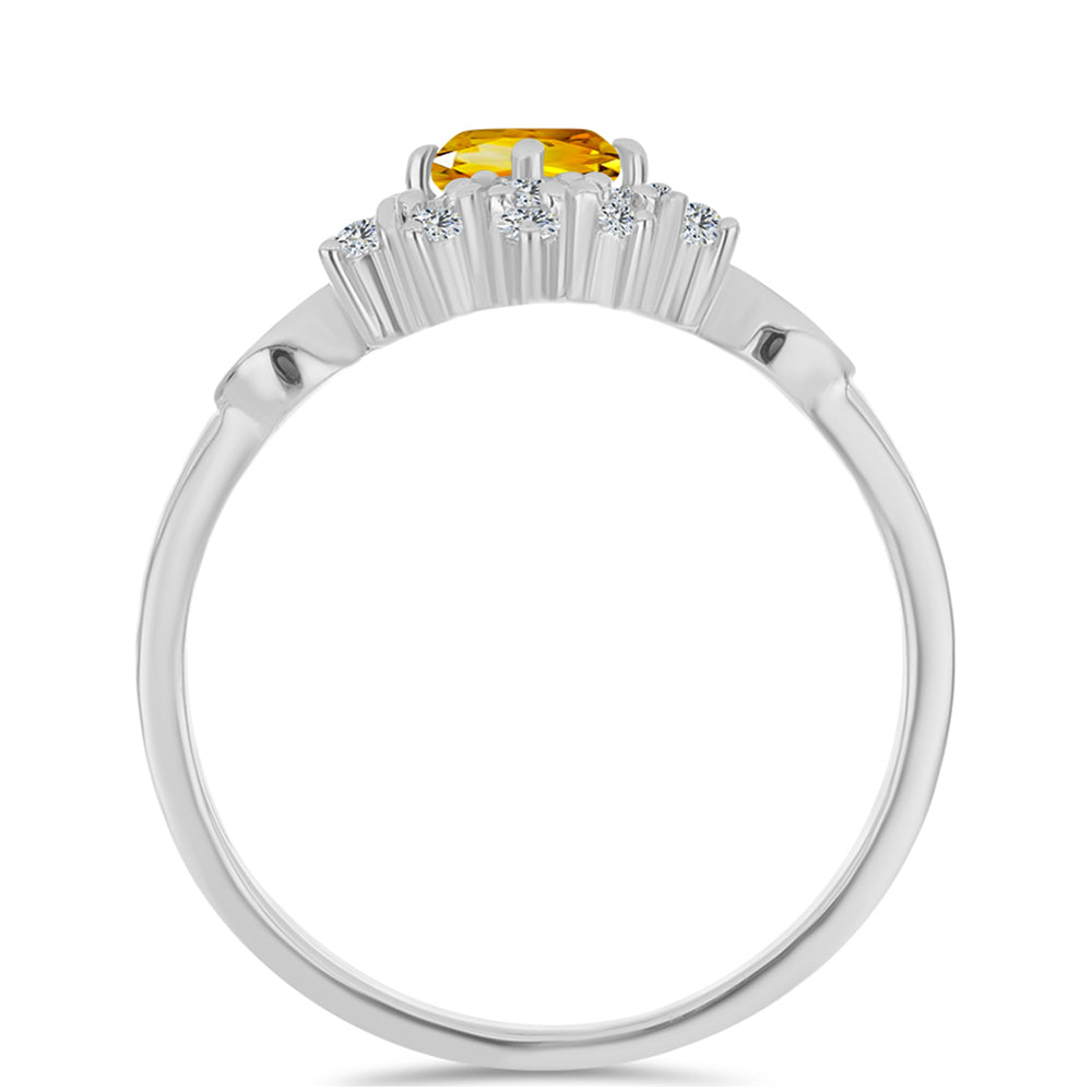 Stříbro 925/1000 - Prsten s Uralským Citrínem a Bílým Topazem - Karátové číslo: 1.1. přibližná hmotnost: 3.05 gramů 2 