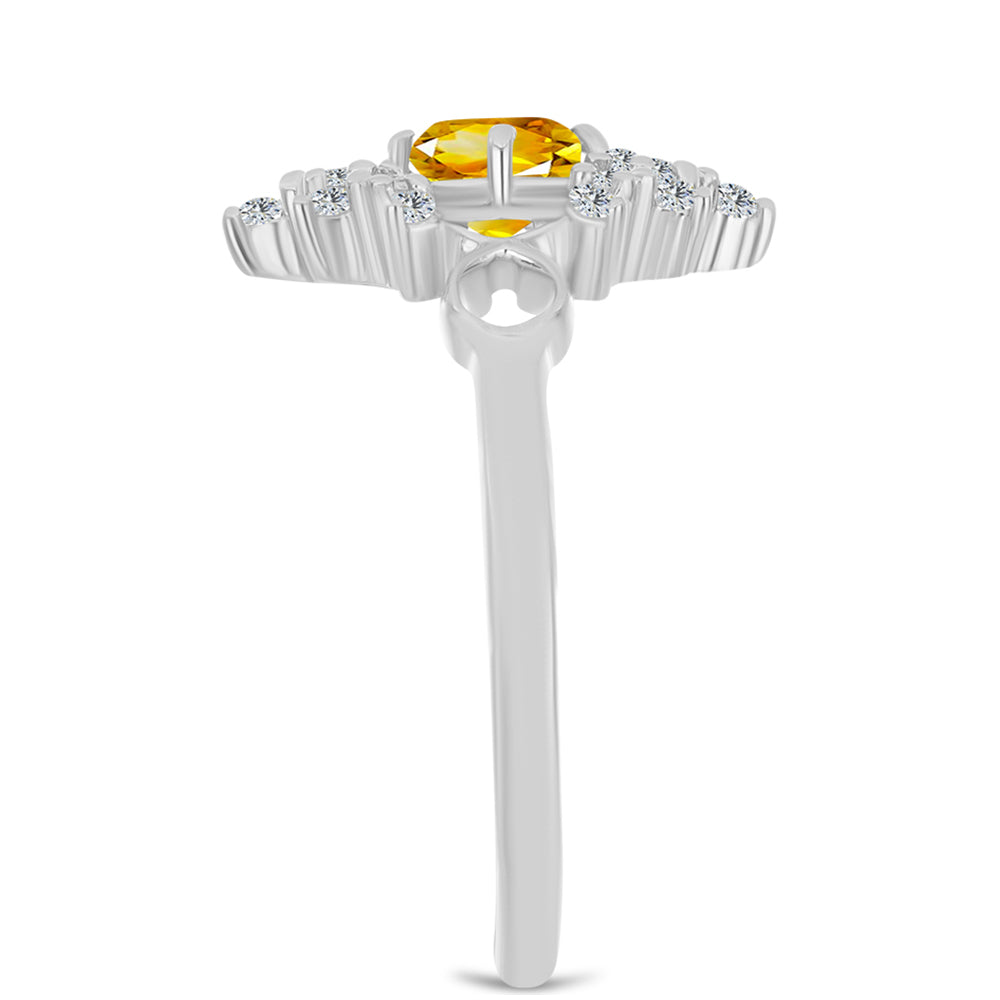 Stříbro 925/1000 - Prsten s Uralským Citrínem a Bílým Topazem - Karátové číslo: 1.1. přibližná hmotnost: 3.05 gramů 4 