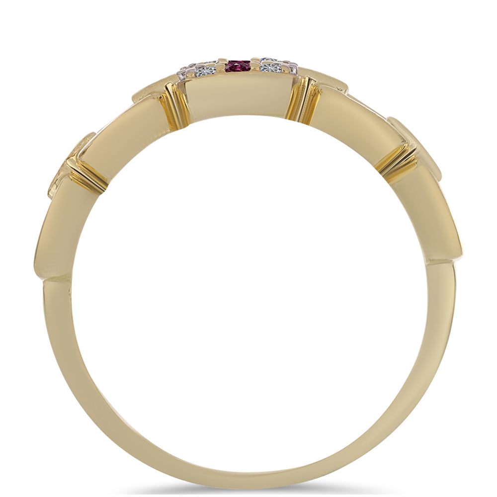 Pozlacené Stříbro 925/1000 - Prsten s Purpurovým Diamantem a Bílým Diamantem - Karátové číslo: 0.07. přibližná hmotnost: 2.46 gramů 2 