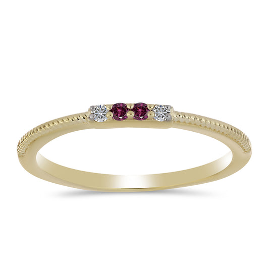 Pozlacený Stříbrný Prsten s Purpurovým Diamantem a Bílým Diamantem