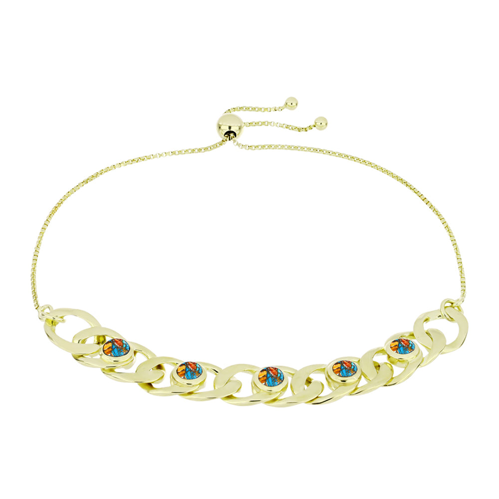 Pozlacené Stříbro 925/1000 - Náramek s Ústřicovým Tyrkysem - Karátové číslo: 1.58. přibližná hmotnost: 10.7 gramů 1 