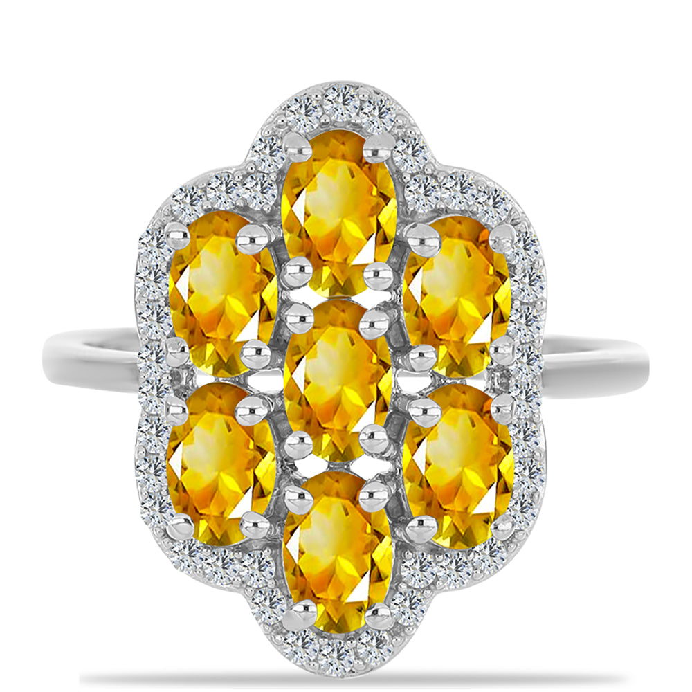 Stříbrný Prsten s Uralským Citrínem a Bílým Topazem 1 