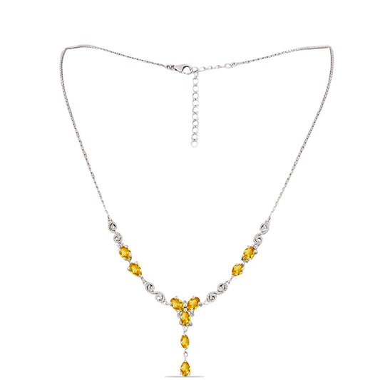 Stříbrný Náhrdelník s Uralským Citrínem a Bílým Topazem