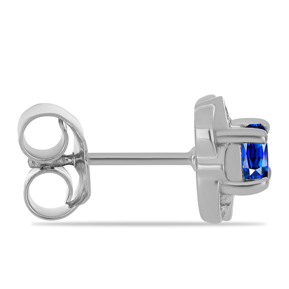 Stříbrné Náušnice s Australským Modrým Safírem a Bílým Topazem 2 
