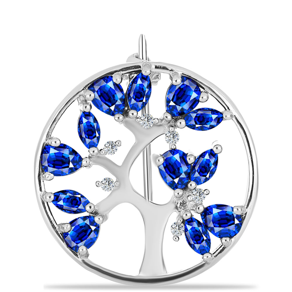 Stříbrný Brož s Australským Modrým Safírem a Bílým Topazem 1 
