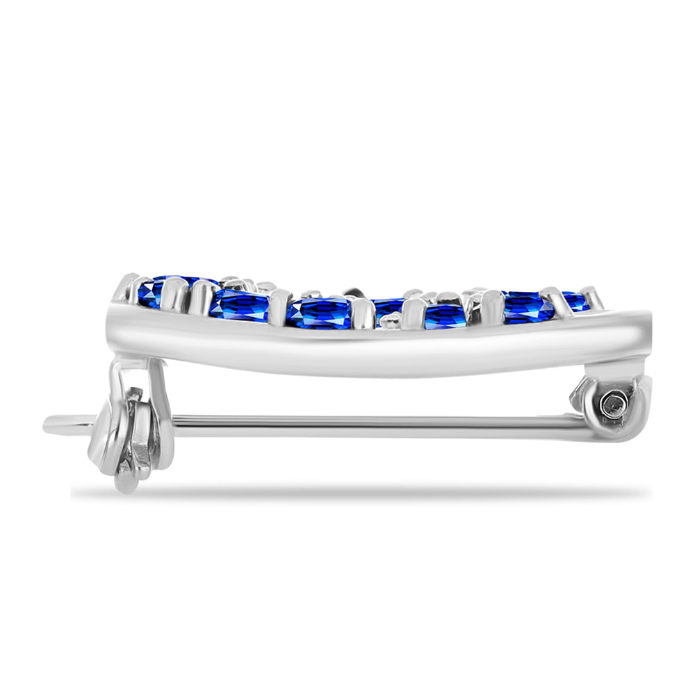 Stříbrný Brož s Australským Modrým Safírem a Bílým Topazem