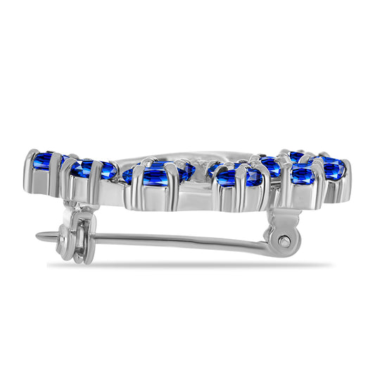 Stříbrný Brož s Australským Modrým Safírem a Bílým Topazem