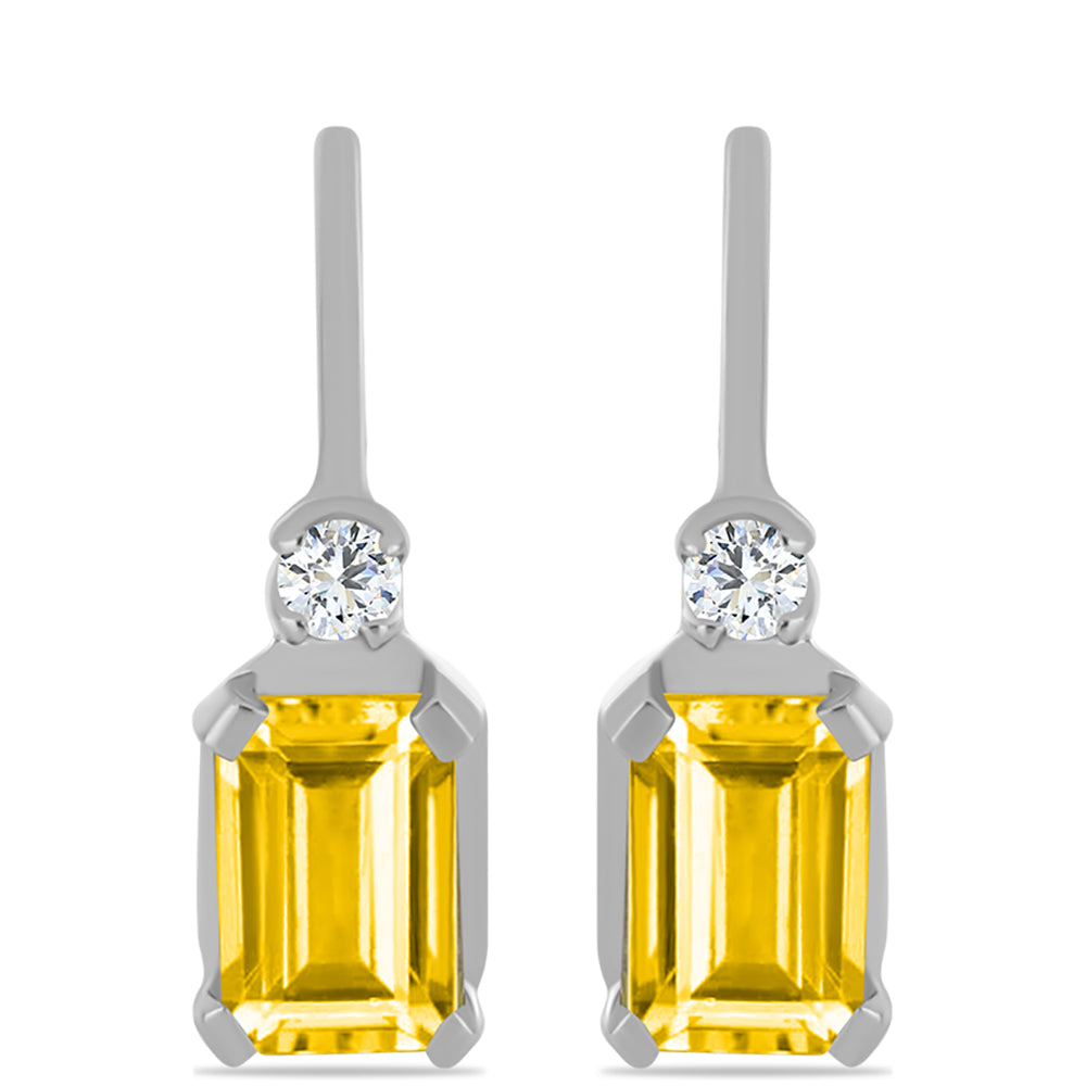 Stříbrné Náušnice s Uralským Citrínem a Bílým Topazem 1 