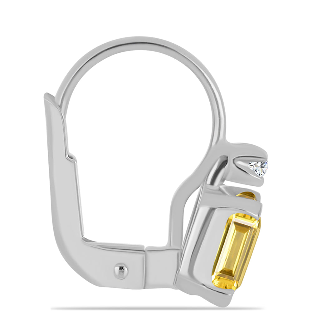 Stříbrné Náušnice s Uralským Citrínem a Bílým Topazem 2 