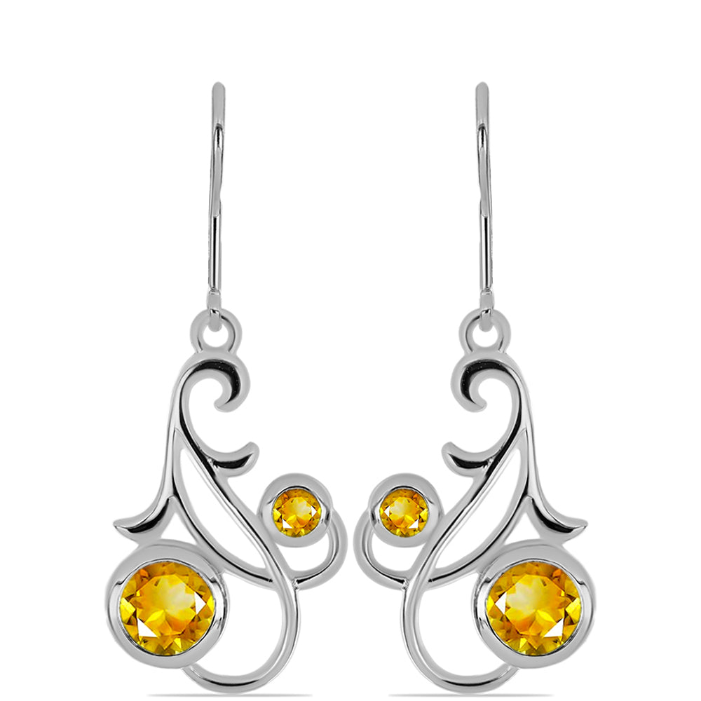 Stříbro 925/1000 - Náušnice s Uralským Citrínem - Karátové číslo: 1.91. přibližná hmotnost: 4.76 gramů
