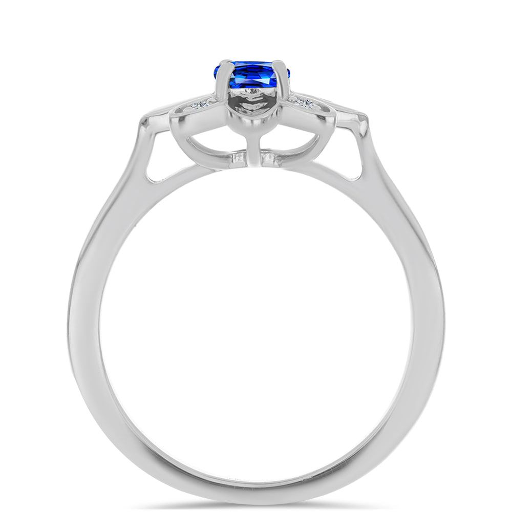 Stříbro 925/1000 - Prsten s Australským Modrým Safírem a Bílým Topazem - Karátové číslo: 0.42. přibližná hmotnost: 2.75 gramů 2 