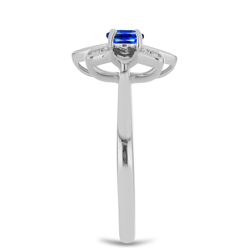 Stříbro 925/1000 - Prsten s Australským Modrým Safírem a Bílým Topazem - Karátové číslo: 0.42. přibližná hmotnost: 2.75 gramů 4 