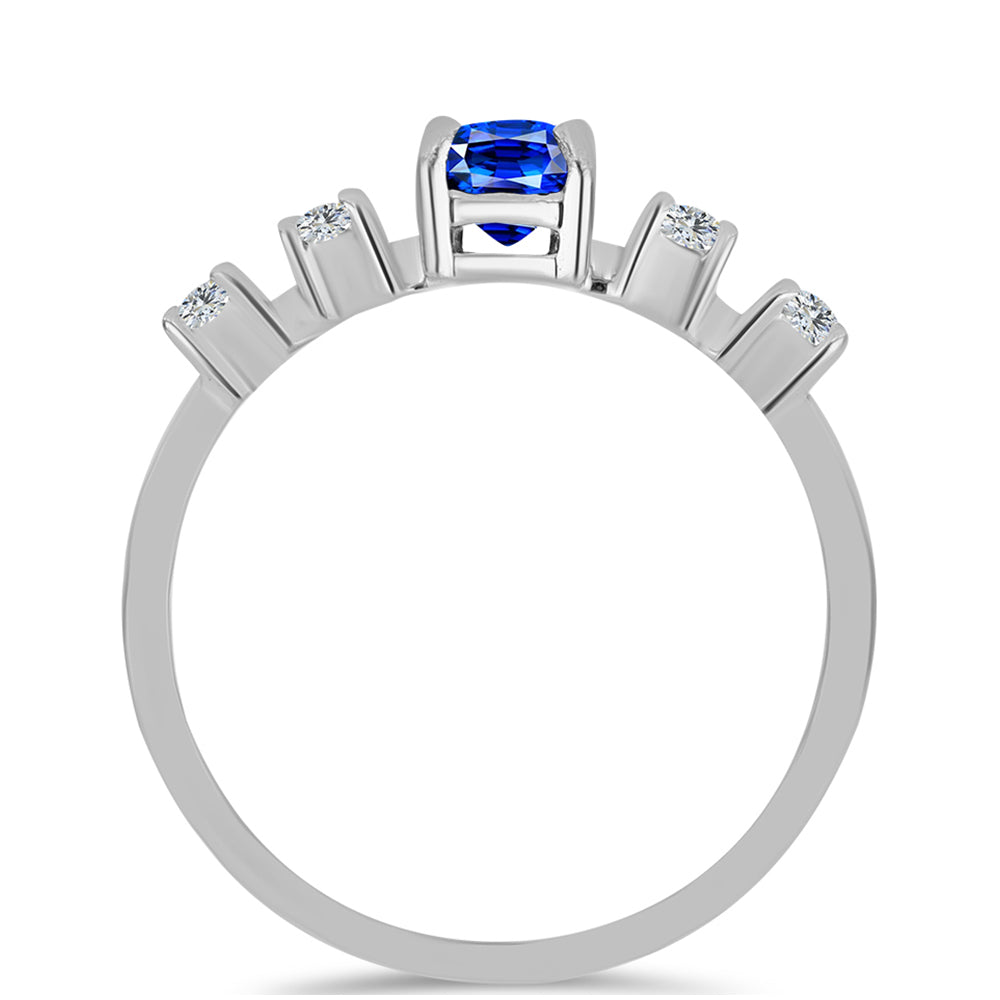 Stříbrný Prsten s Australským Modrým Safírem a Bílým Topazem 2 