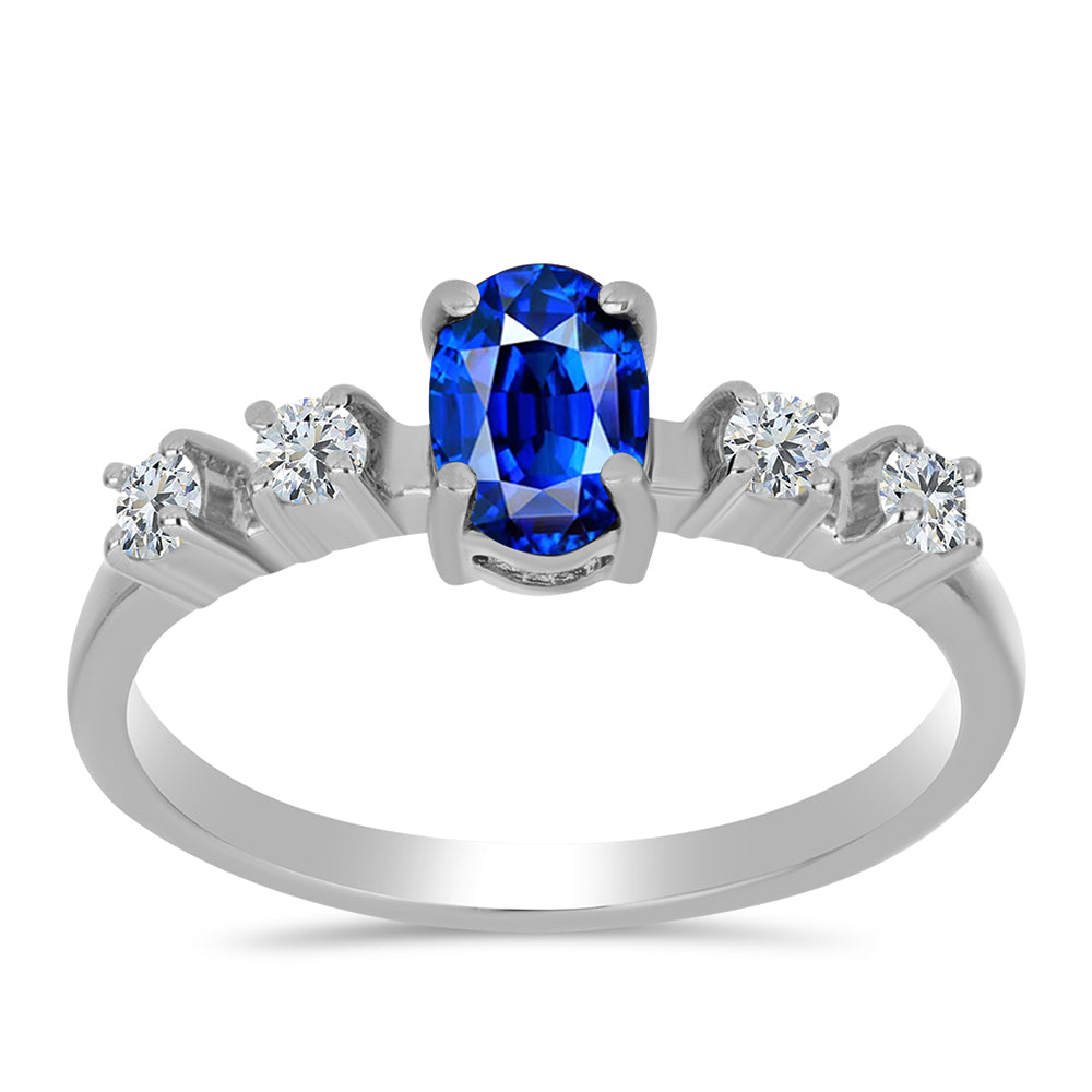 Stříbrný Prsten s Australským Modrým Safírem a Bílým Topazem 3 