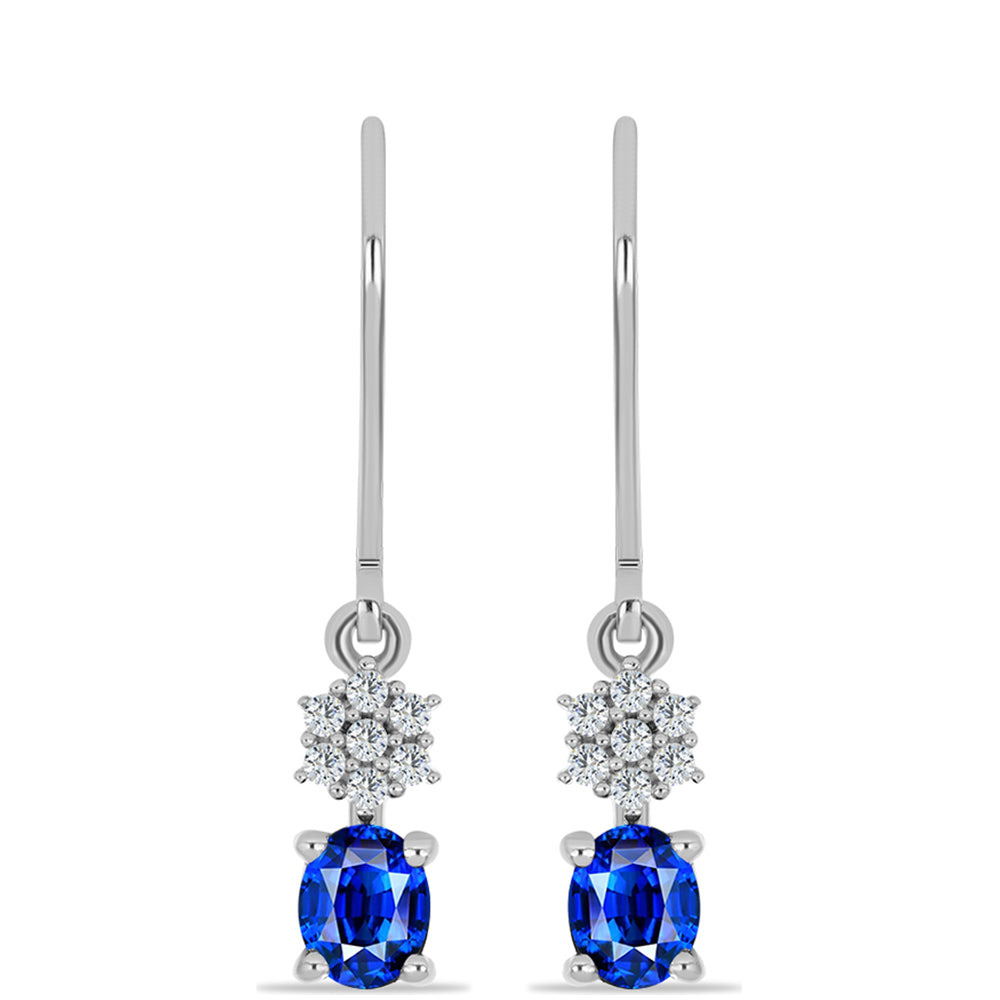 Stříbrné Náušnice s Australským Modrým Safírem a Bílým Topazem