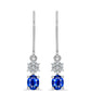 Stříbrné Náušnice s Australským Modrým Safírem a Bílým Topazem