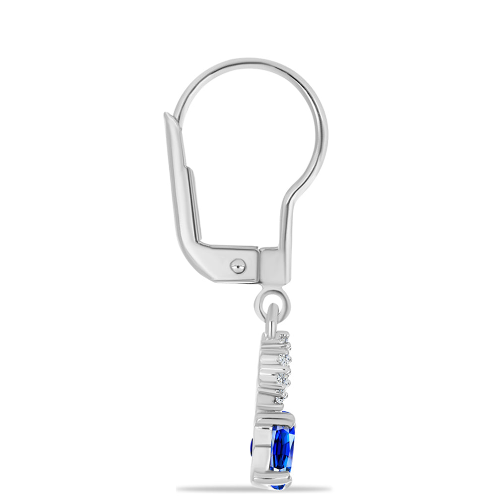 Stříbrné Náušnice s Australským Modrým Safírem a Bílým Topazem