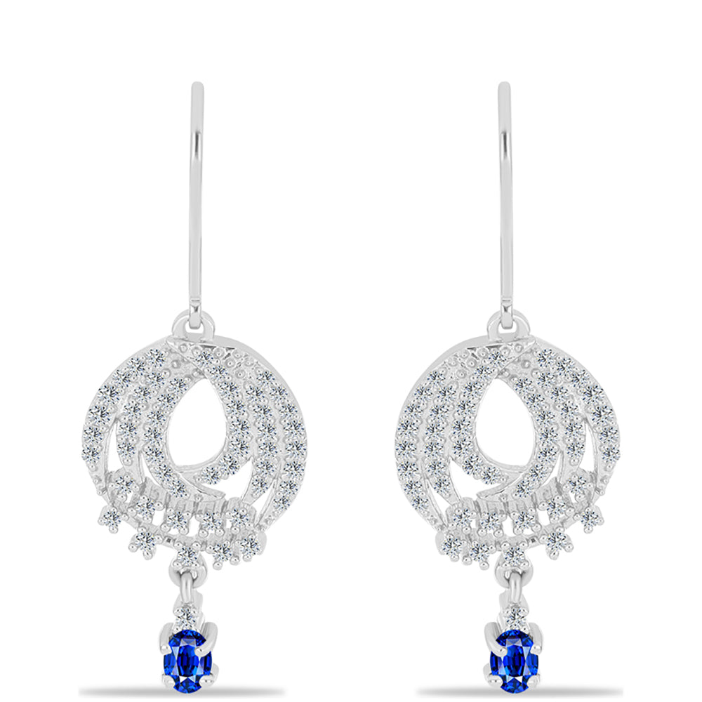 Stříbrné Náušnice s Australským Modrým Safírem a Bílým Topazem
