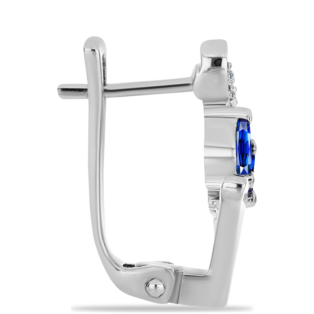 Stříbrné Náušnice s Australským Modrým Safírem a Bílým Topazem