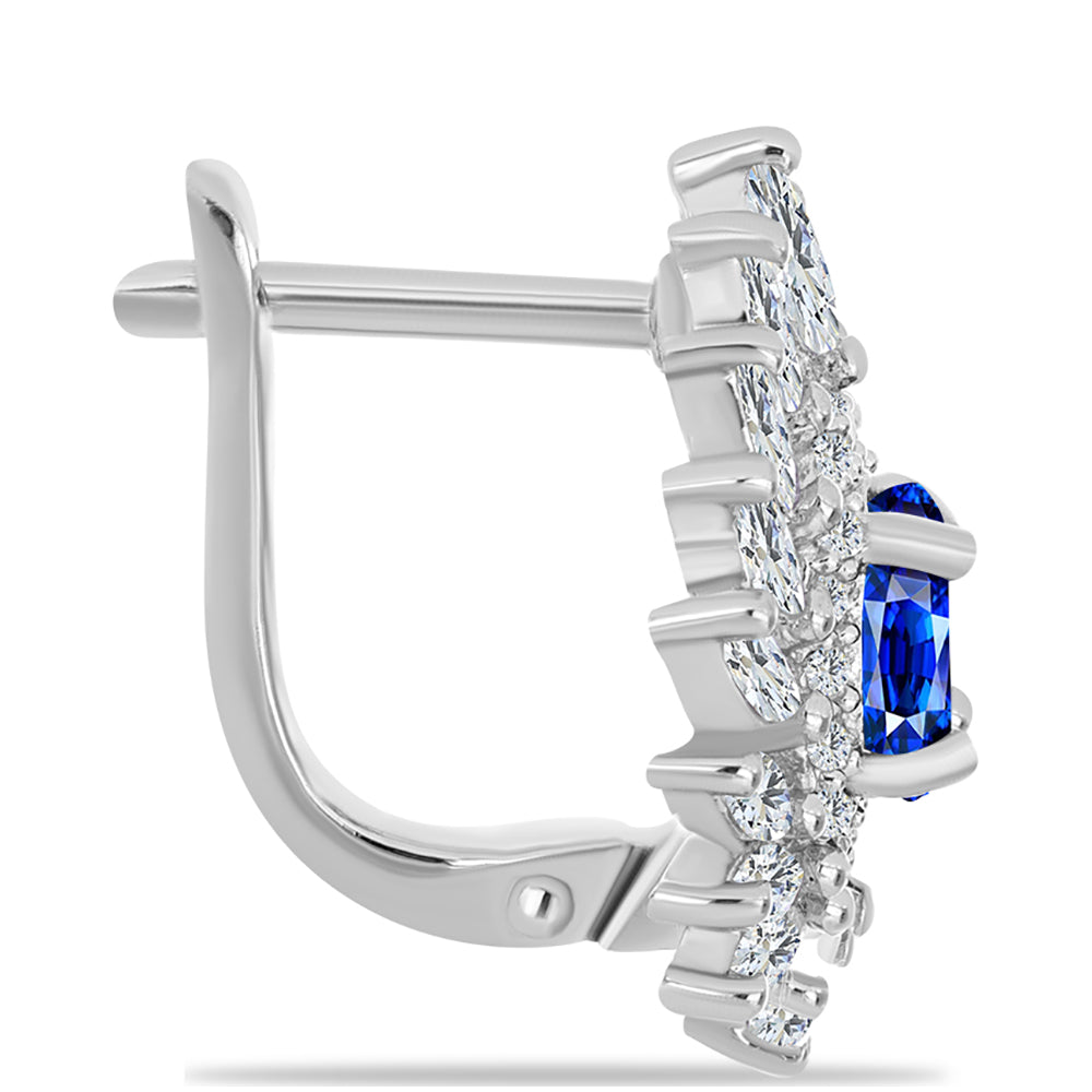 Stříbrné Náušnice s Australským Modrým Safírem a Bílým Zirkonem 2 