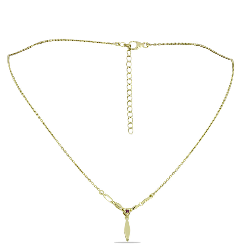 Pozlacené Stříbro 925/1000 - Náhrdelník s Purpurovým Diamantem - Karátové číslo: 0.02. přibližná hmotnost: 3.44 gramů 1 