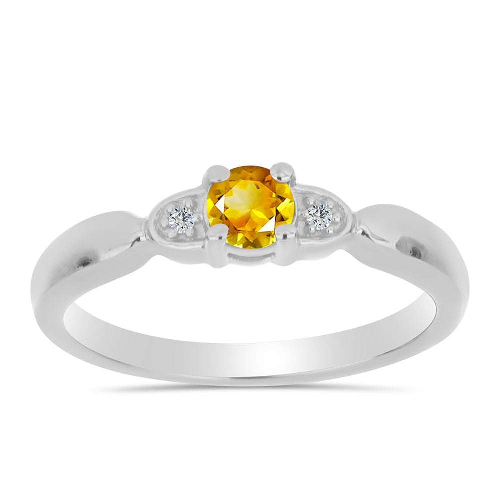 Stříbro 925/1000 - Prsten s Uralským Citrínem a Bílým Topazem - Karátové číslo: 0.25. přibližná hmotnost: 2.24 gramů 3 